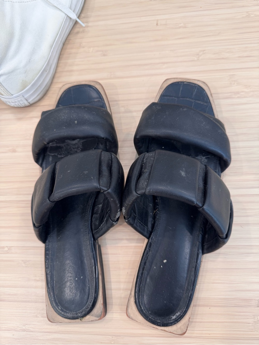 Circus by Sam Edelman Black Padded Double-Strap Slide Mules